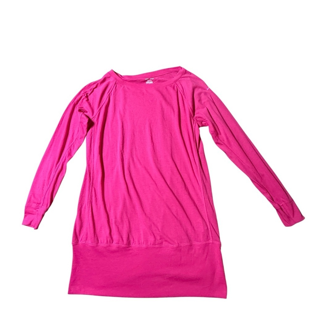 Nike Dri Fit Womens Regular Fit Hot Pink Running Long Sleeve Top Sz Large